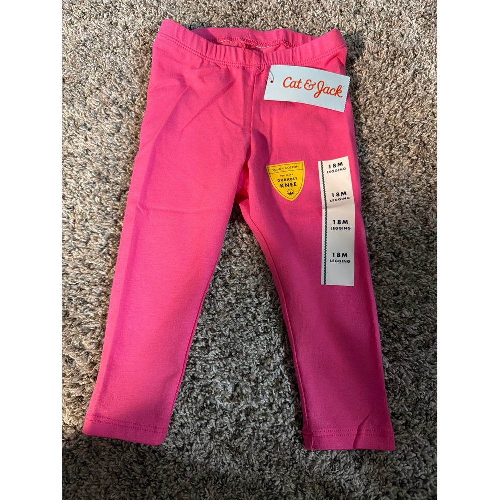 Cat & Jack Girls 18M Pink Tough Cotton Durable Knee Leggings NWT